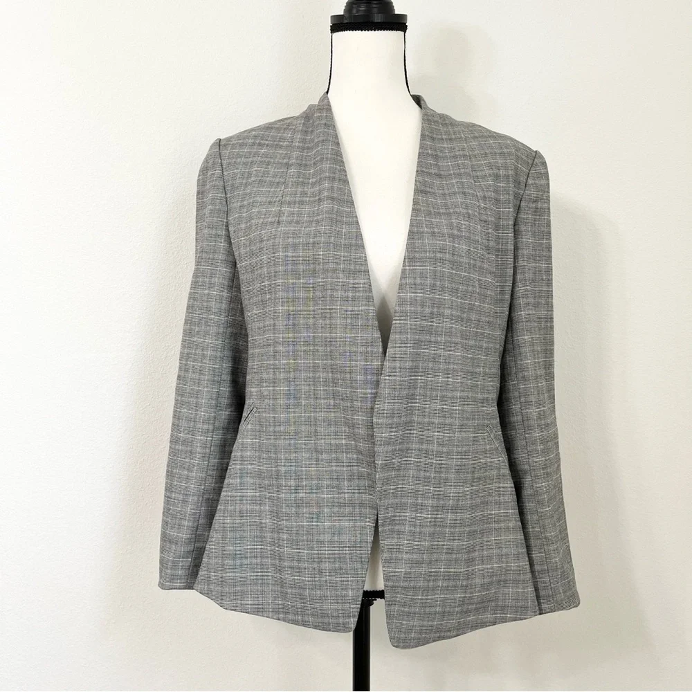 Banana Republic Factory Gray Plaid Blazer Jacket in Size 10